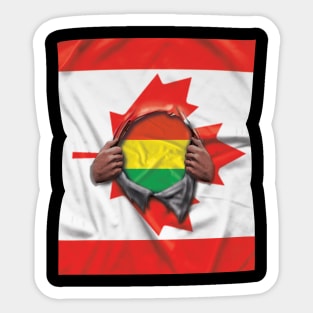 Bolivia Flag Canadian Flag Ripped - Gift for Bolivian From Bolivia Sticker